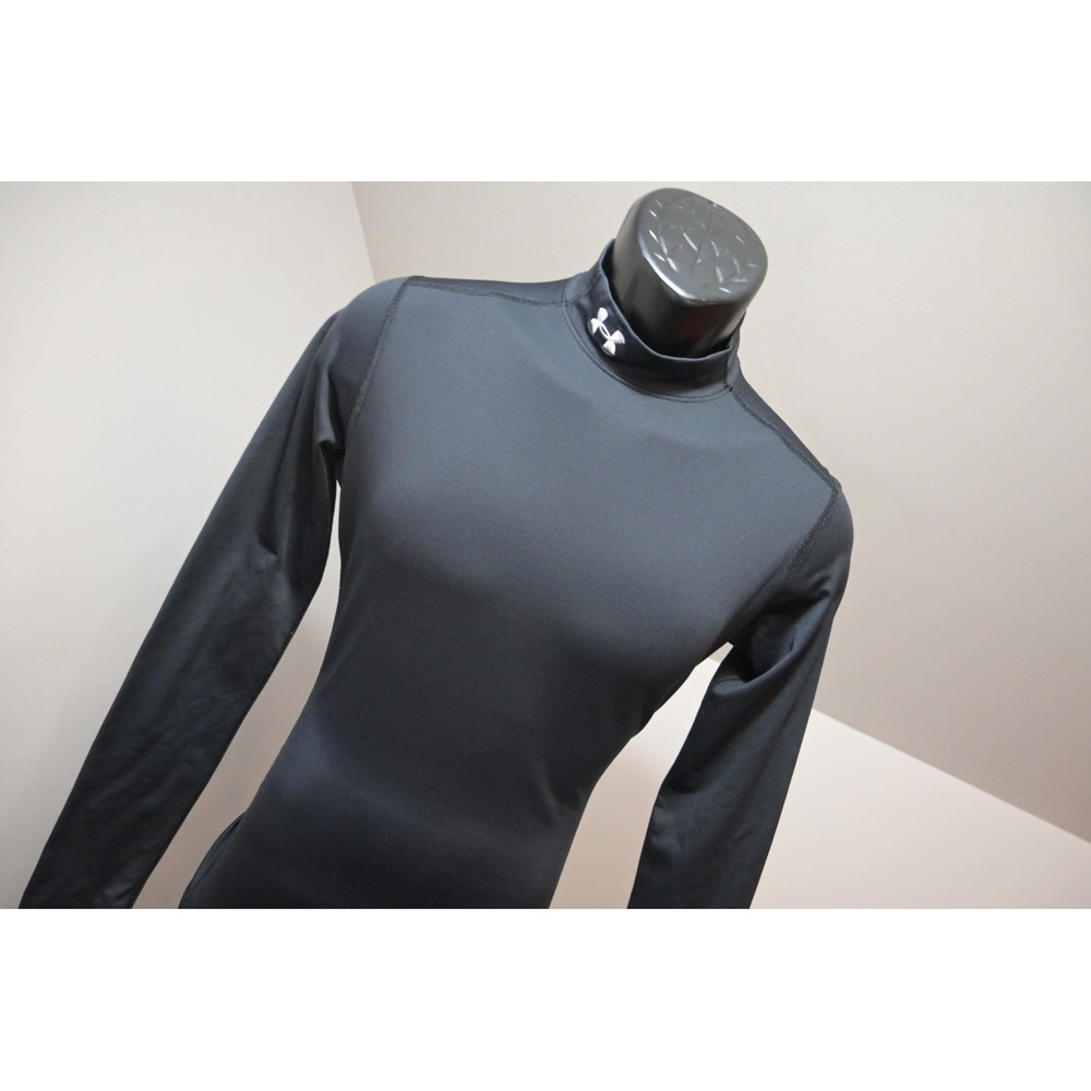 Under Armour ColdGear Mock Neck Women Large Black Long Sleeve Compression Top